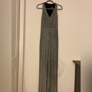 Adrianna Papell Wide Leg Metallic Pleat Jumpsuit.